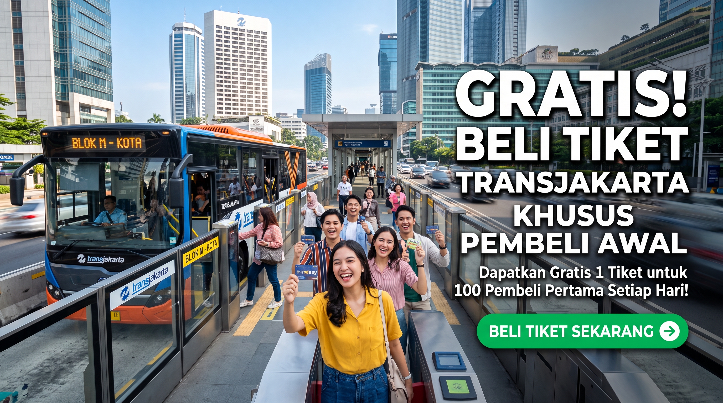 Gratis beli tiket TransJakarta khusus pembeli awal